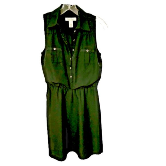 White House Black Market Black Colored Sleeveless Shirtdress w/Belt Size XXS. - Picture 2 of 8